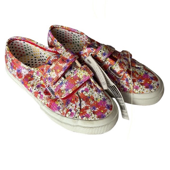 NEW Superga Prairie pink floral sneakers hook and loop closure kids 3.5 - Picture 1 of 10